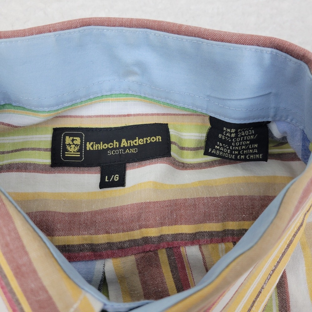 Kinloch Anderson Scotland Short Sleeve Button Up Shirt Mens Large L Multicolor - Picture 4 of 8